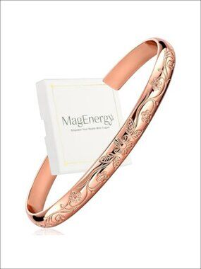 Pure Copper Cuff Bracelet Handcrafted Vintage Floral Bangle